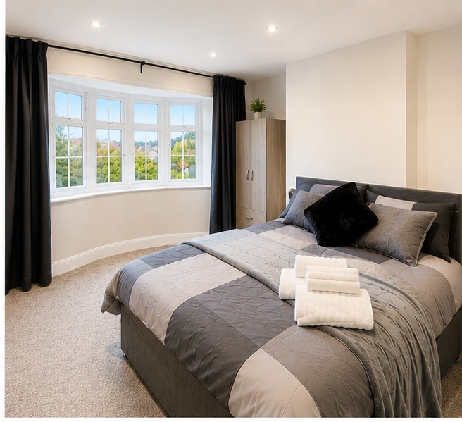 A warm, welcoming bedroom in one of our supported homes